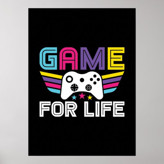 Game for Life - Grappig videogamer, Humor voor gam Poster (Voorkant)