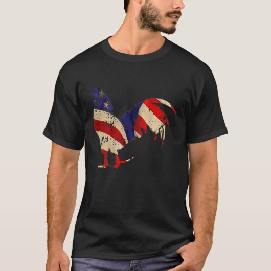 Game Fowl Gallegos, Rooster Chicken Distress Ame T-shirt (Voorkant)