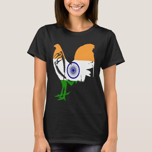 Game fowl India Indian flag gaff rooster Gamefowl T-shirt (Voorkant)