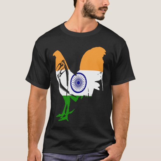 Game fowl India Indian flag gaff rooster Gamefowl T-shirt (Voorkant)