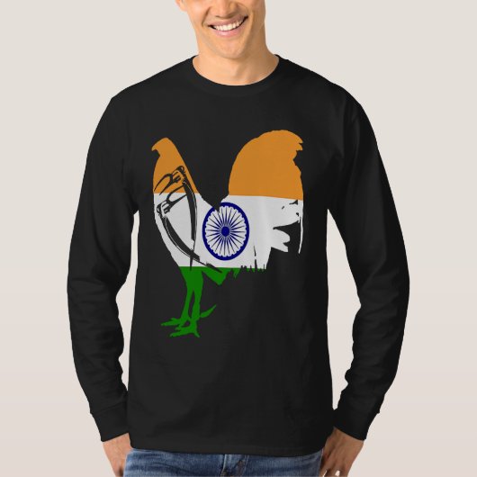 Game fowl India Indian flag gaff rooster Gamefowl T-shirt (Voorkant)