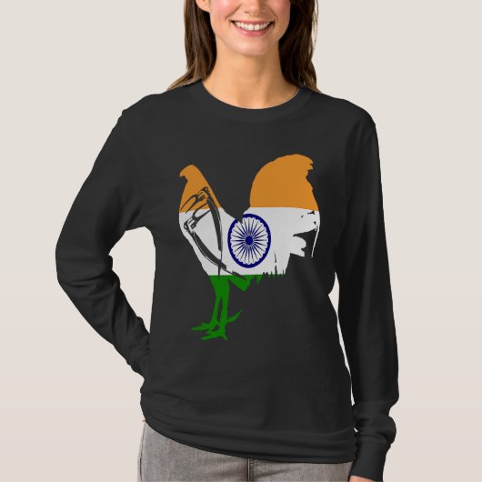 Game fowl India Indian flag gaff rooster Gamefowl  T-shirt (Voorkant)
