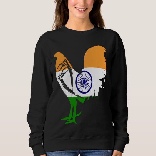Game fowl India Indian flag gaff rooster Gamefowl Trui (Voorkant)