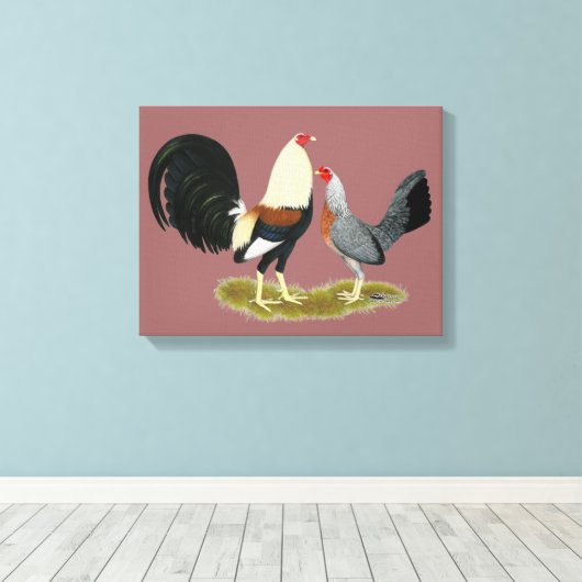Game Fowl Pair Canvas Afdruk (Insitu (Houten vloer))