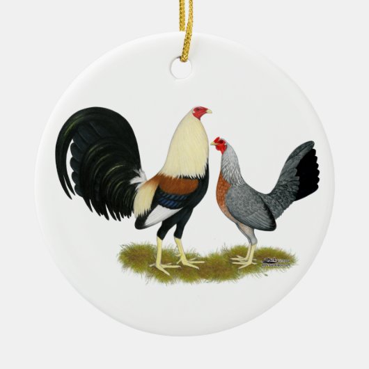 Game Fowl Pair Keramisch Ornament (Voorkant)