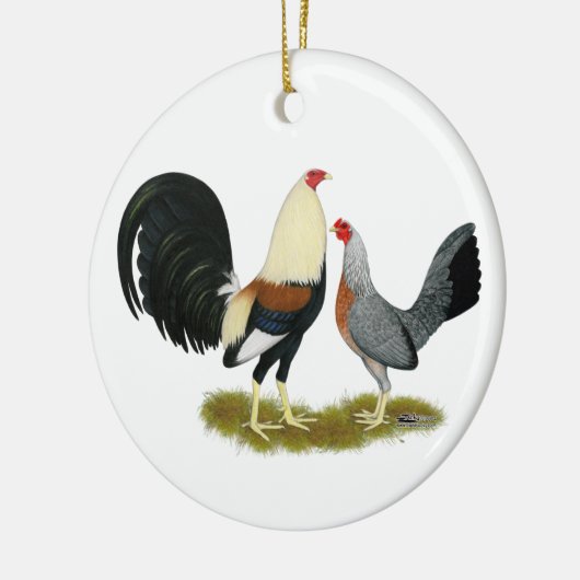 Game Fowl Pair Keramisch Ornament (Links)