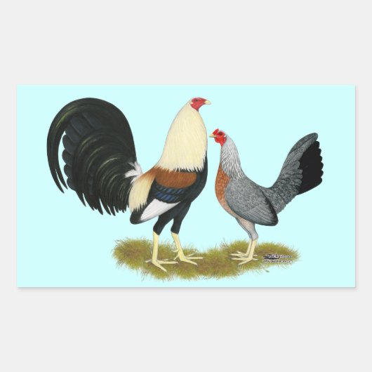 Game Fowl Pair Rechthoekige Sticker (Voorkant)