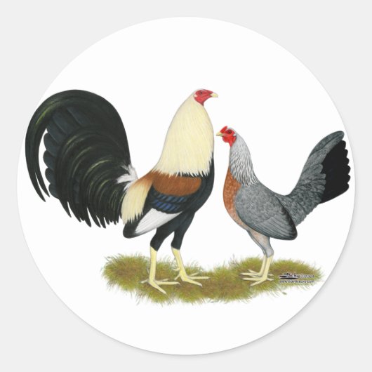 Game Fowl Pair Ronde Sticker (Voorkant)