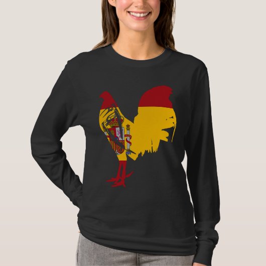 Game fowl Spain Spanish flag gaff rooster Gamefowl T-shirt (Voorkant)