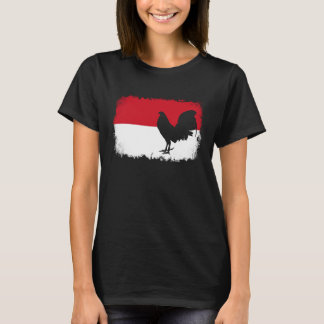 Game fowl vintage Indonesia Indonesian flag rooste T-shirt