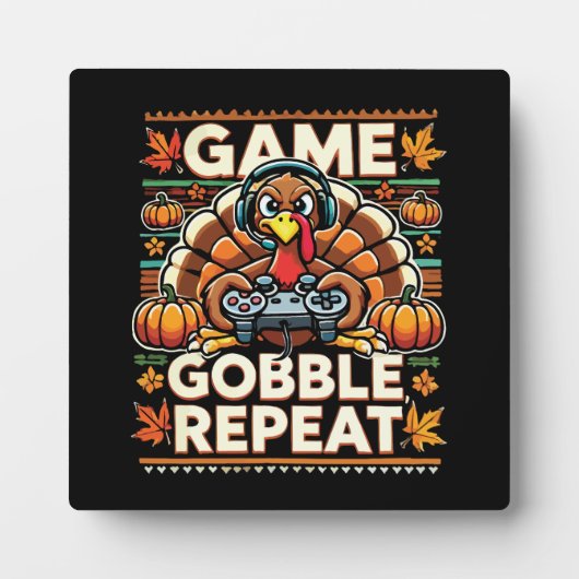 Game Gobble Herhaal - Thanksgiving Turkije Gamer Fotoplaat (Voorkant)