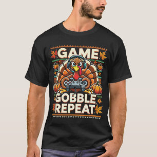 Game Gobble Herhaal - Thanksgiving Turkije Gamer T-shirt