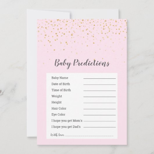 Game Gold Confetti Pink-douche "Baby voorspellinge (Voorkant)