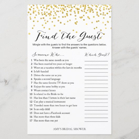 Game Gold Confetti Vrijgezellenfeest - Zoek de gas (Voorkant)