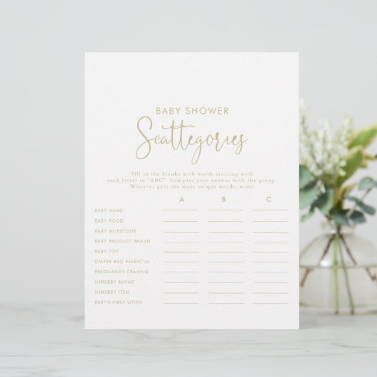 Game Gold Fancy Script Baby shower (Staand voorkant)