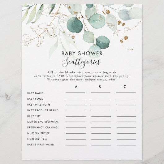 Game Gold Floral Baby shower (Voorkant)