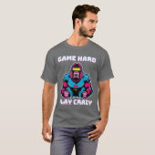 Game Hard Play Crazy Gorilla Gamer Gaming funny T-shirt (Voorkant volledig)
