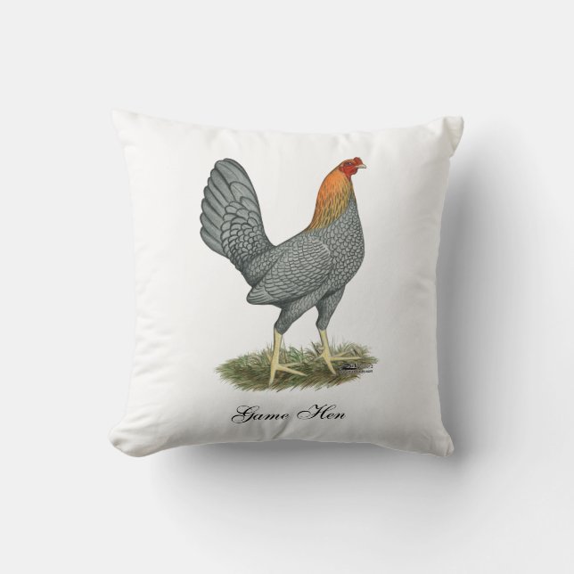 Game Hen Blauw Rood Kussen (Voorkant)