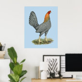 Game Hen Blauw Rood Poster (Thuiskantoor)