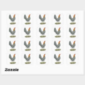 Game Hen Blauw Rood Vierkante Sticker (Vel)
