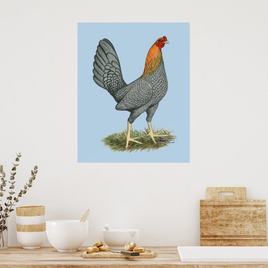 Game Hen Blue Red Poster (Keuken)