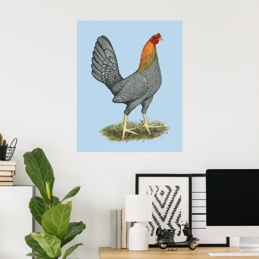Game Hen Blue Red Poster (Thuiskantoor)
