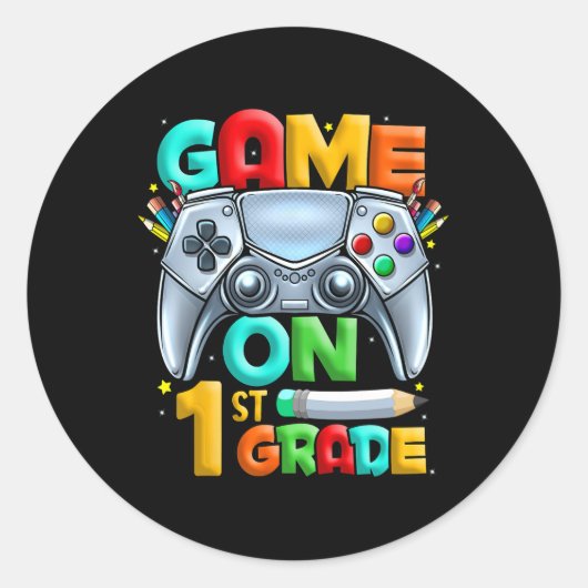 Game in eerste graad terug naar school 1e graad ni ronde sticker (Voorkant)