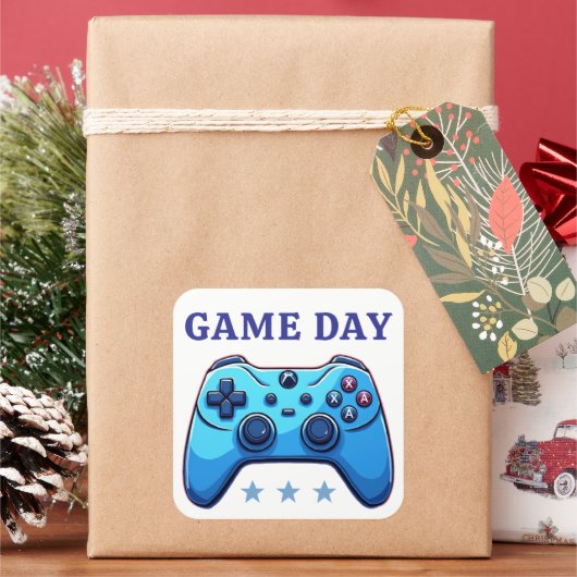 game joystick vierkante sticker (Feestdagen)