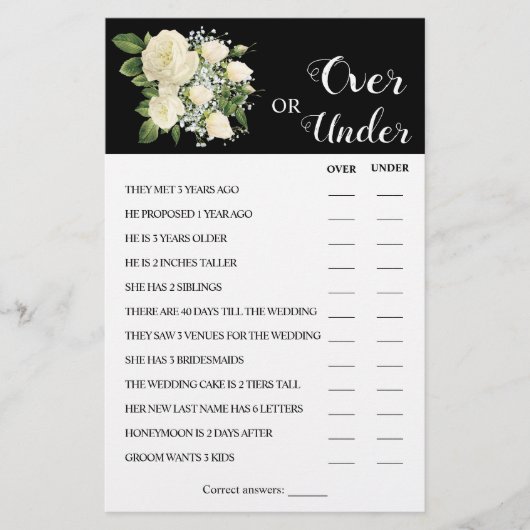 Game-kaart voor meer dan of onder stellen flyer (Voorkant)