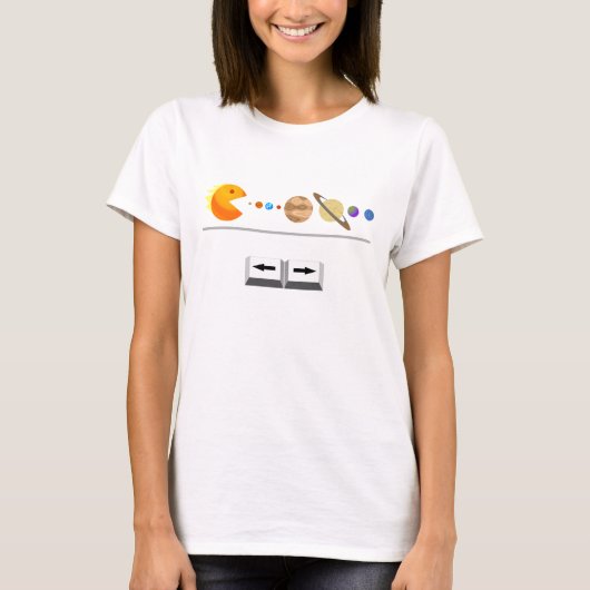Game met planeten grappig T-shirt (Voorkant)