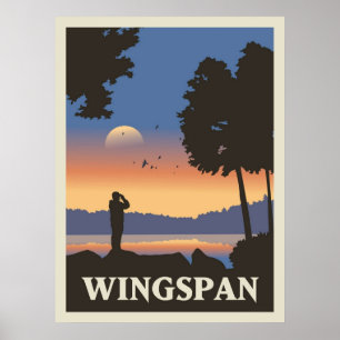 Game minimalist reisstijl Wingspaneel Poster