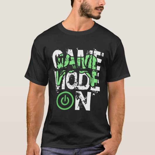 Game Mode ON Cool Gritty Style Video Gamer Novelty T-shirt (Voorkant)