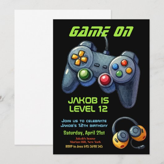 Game Nacht Video Gamer Joystick Verjaardagsfeest Kaart (Voorkant / Achterkant)