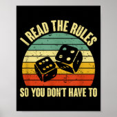Game Night Adults Funny Board Games I Read The Rul Poster (Voorkant)