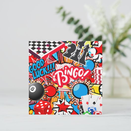 Game Night Feestdagenkaart (Staand voorkant)