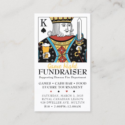 Game Night Fundraiser Tickets Euchre Toernooi (Voorkant)