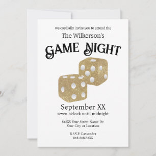 Game Night Gold Glitter Dice Kaart