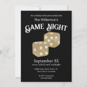 Game Night Gold Glitter Dice op zwart Kaart (Voorkant)