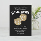 Game Night Gold Glitter Dice op zwart Kaart (Staand voorkant)