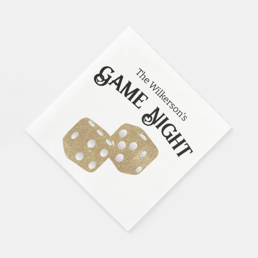 Game Night Gold Glitter Dice Servet (Hoek)