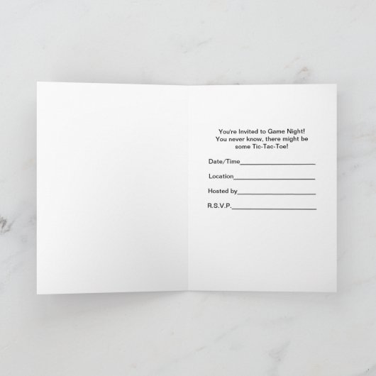Game Night Invitation, Funny Tic Tac Toe Kaart (Binnen)
