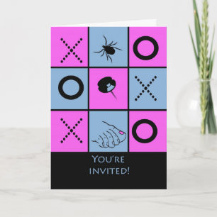 Game Night Invitation, Funny Tic Tac Toe Kaart
