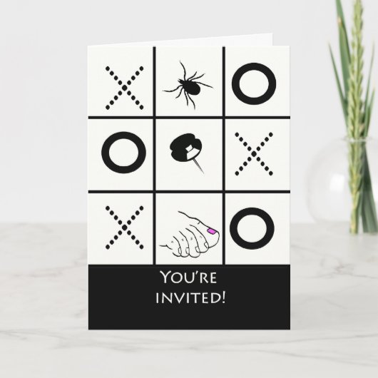 Game Night Invitation, Funny Tic Tac Toe Kaart (Voorkant)