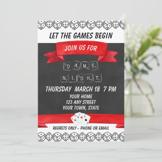 Game Night Invitation Kaart (Staand voorkant)