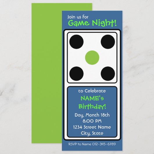 Game Night. Kaart (Voorkant / Achterkant)
