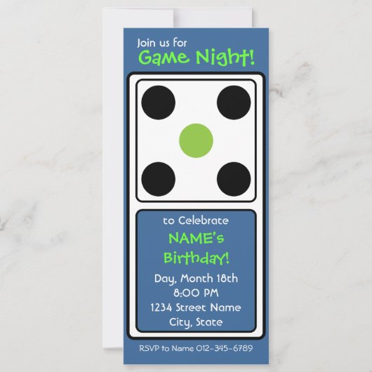 Game Night. Kaart (Voorkant)