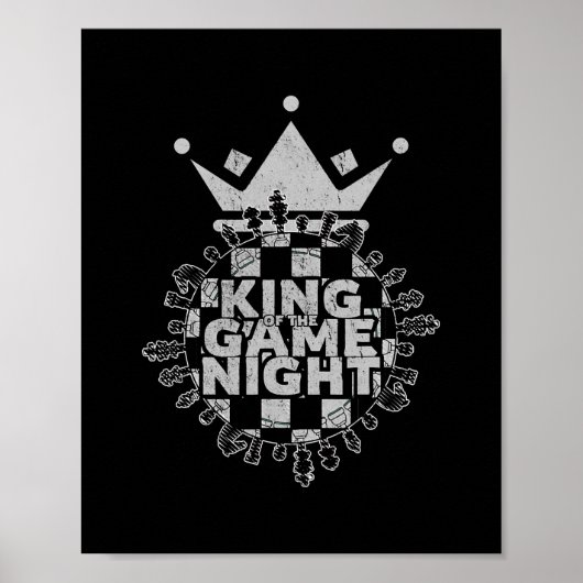 Game Night King Board Game Geek Funny Gamer Poster (Voorkant)