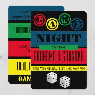 Game Night met Grandouders Fun Invitation Kaart