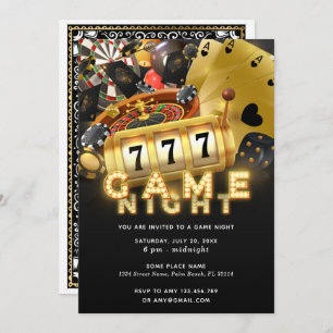 Game Night Party Black Gold Kaart