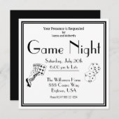 Game Night Party Invitation Black and White Kaart (Voorkant / Achterkant)